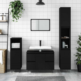Bathroom Cabinet Black Engineered wood, iron Medium