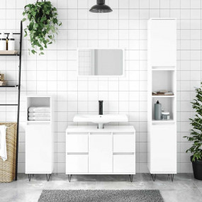 Bathroom Cabinet High gloss white Engineered wood, iron