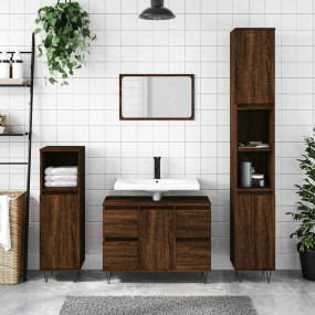 Bathroom Cabinet Brown oak Engineered wood Medium