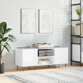 Record Cabinet High gloss white Engineered wood, iron f...