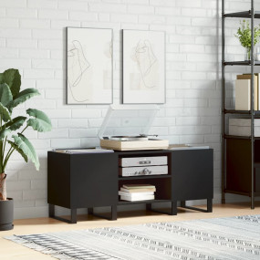 Record Cabinet Black Engineered wood, Iron Medium Recor...
