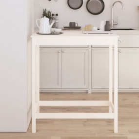 Bar Table White Solid Pine Wood 39.4 in x 19.7 in x 43....