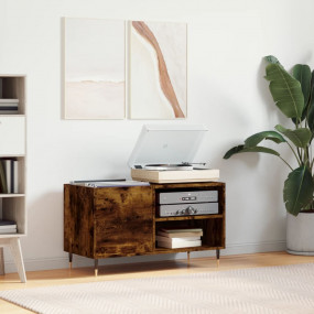 Record Cabinet Smoked Oak Engineered Wood, Iron Medium