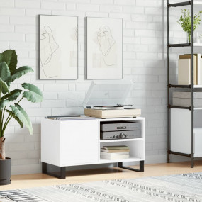 Record Cabinet White Engineered Wood, Iron Medium
