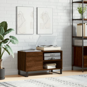 Record Cabinet Brown Oak Engineered Wood, Iron Medium