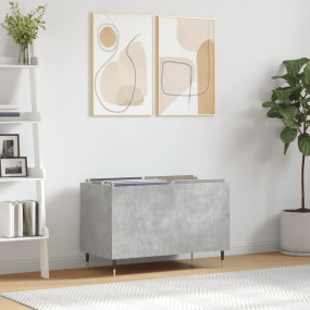 Record Cabinet Concrete Gray Engineered Wood, Iron Medi...