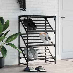 Shoe Rack Black Engineered wood Medium Shoe Rack Rectan...