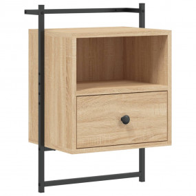 Bedside Cabinet Sonoma Oak Engineered Wood, Metal Mediu...