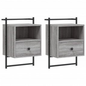 Bedside Cabinet Set of 2 Grey Sonoma Engineered wood, M...