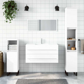 Bathroom Cabinet With Mirror White Engineered Wood Larg...