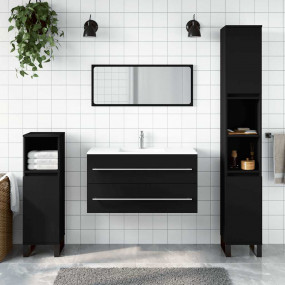 Bathroom Cabinet With Mirror Black Engineered Wood Medi...