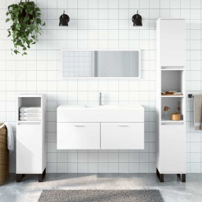 Bathroom Cabinet With Mirror White Engineered wood Medi...