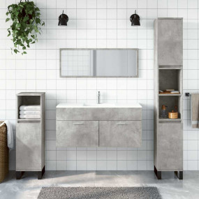 Bathroom Cabinet With Mirror Concrete Gray Engineered W...
