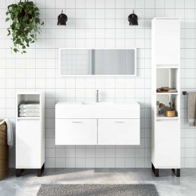 Bathroom Cabinet With Mirror High gloss white Engineere...
