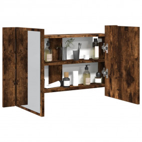 LED Mirror Cabinet Smoked Oak Engineered Wood, Acrylic ...