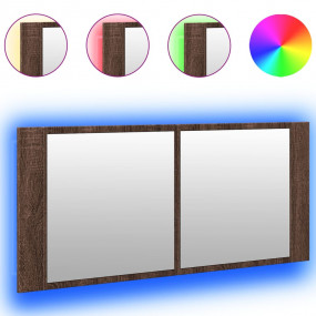 LED Mirror Cabinet Brown oak Engineered wood 39.4 x 4.7...