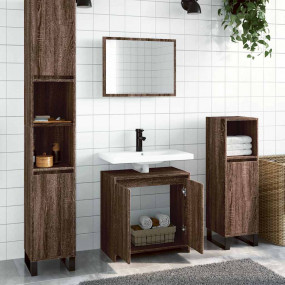 Bathroom Furniture Set Brown Oak Engineered Wood Medium