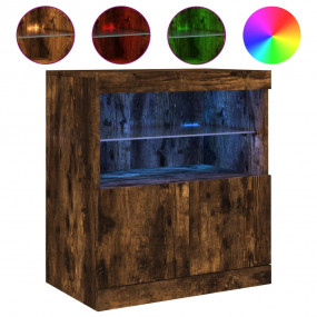 Sideboard Smoked Oak Engineered Wood, Glass Medium Side...