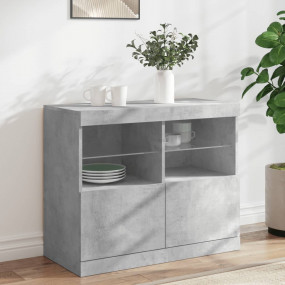 Sideboard Concrete grey Engineered wood, glass Medium S...