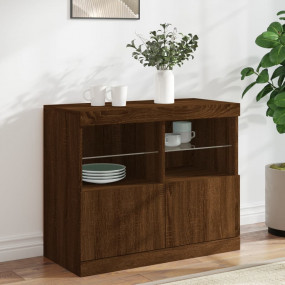 Sideboard Brown oak Engineered wood, glass Medium Buffe...