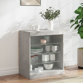 Sideboard Concrete Grey Engineered Wood, Glass Medium S...
