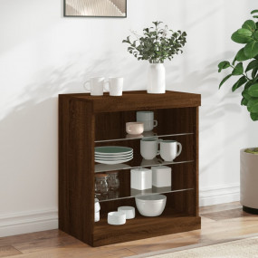 Sideboard Brown Oak Engineered Wood, Glass Medium Sideb...