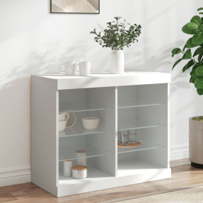 Sideboard White Engineered wood, glass Medium Adjustabl...