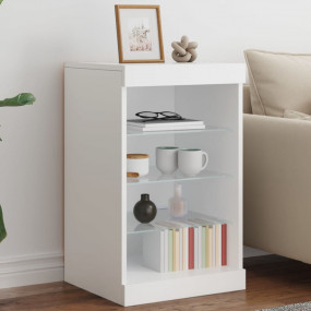 Sideboard White Engineered Wood and Glass Compact Buffe...
