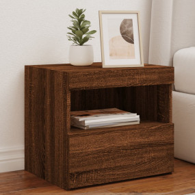 Bedside Cabinet Set of 2 Brown Oak Engineered Wood