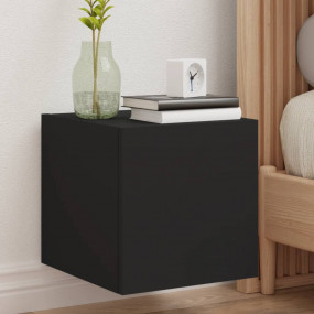 TV Wall Cabinet Set of 2 Black Engineered Wood Medium