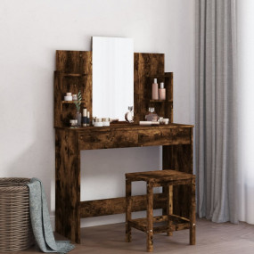 Dressing Table Smoked Oak Engineered Wood Medium Rectan...