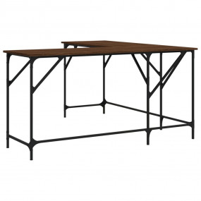 Desk Brown Oak Engineered Wood Medium Adjustable Feet D...