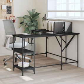 Desk Black Engineered wood, Metal Large Adjustable Feet