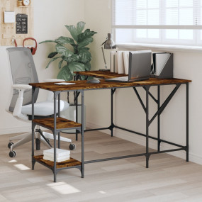 Desk Smoked Oak Engineered wood, metal 54.7 in Desk Ind...