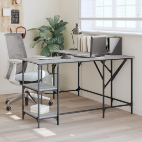 Desk Grey Sonoma Engineered Wood Medium Adjustable Feet...