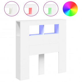 LED Headboard White Engineered wood 39.4 in wide LED He...