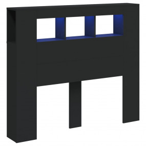 Led Headboard Black Engineered wood 47.2 x 7.3 x 40.7 i...
