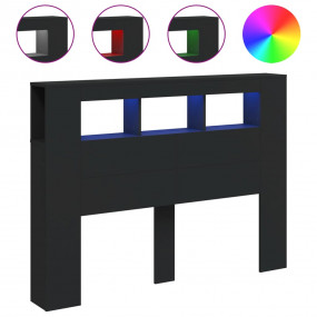 LED Headboard Black Engineered wood Medium LED Headboar...