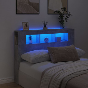 LED Headboard Concrete Grey Engineered Wood 55.1 in LED...