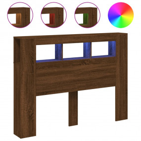 LED Headboard Brown oak Engineered wood Medium Lights