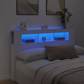 Led Headboard White Engineered wood 63 x 40.7 in LED He...