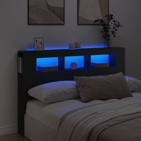 Led Headboard Black Engineered wood 63 in Width LED Hea...