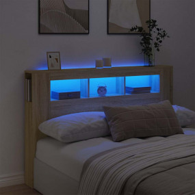 Led Headboard Sonoma oak Engineered wood Large Led Head...