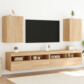 TV Wall Cabinet Set of 2 Sonoma oak Engineered wood Sta...