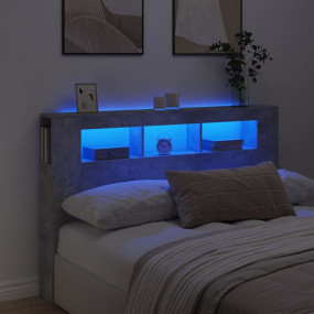 LED Headboard Concrete gray Engineered wood 63.0 x 7.3 ...