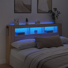 LED Headboard Sonoma oak Engineered wood 70.9 in wide