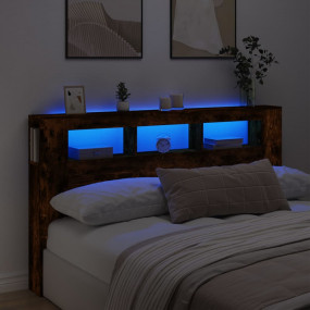 LED Headboard Smoked Oak Engineered Wood 71.0 x 7.3 x 4...