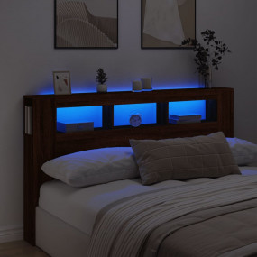 Led Headboard Brown Oak Engineered wood 70.9 in wide