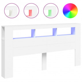 LED Headboard White Engineered Wood 78.7 inches wide