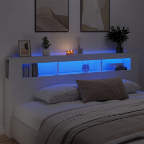 LED Headboard White Engineered wood Large LED Headboard